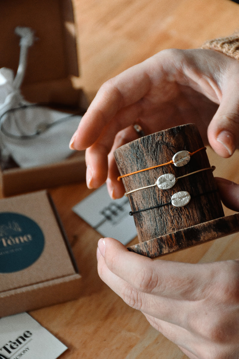 Ezüst kávébab karkötő